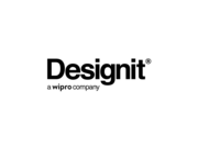 The Designit logo with simple black designit text 